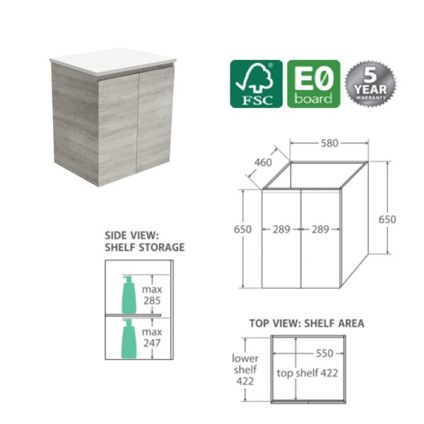 Fienza Edge Industrial 600 Wall Hung Spec