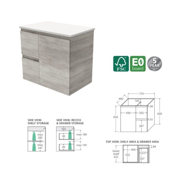 Fienza Edge Industrial 750 Wall Hung LH Spec