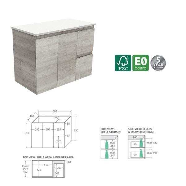 Fienza Edge Industrial 900 Wall Hung RH Spec