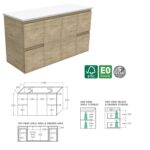 Fienza Edge Scandi Oak Cabinet Only 1200 Wall Hung Spec