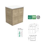 Fienza Edge Scandi Oak Cabinet Only 600 Wall Hung Spec