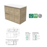 Fienza Edge Scandi Oak Cabinet Only 900 Wall Hung Left Spec