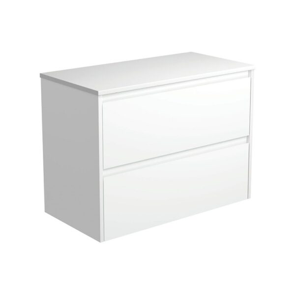 Fienza Amato 900 Wall Hung Satin White Panel Cabinet