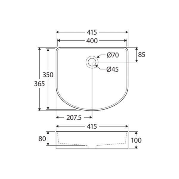 Fienza Eleanor Arch Above Counter Basin RB463 Spec