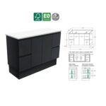 Fienza Fingerpull Satin Black Cabinet 1200 Floorstanding Spec