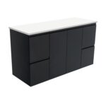 Fienza Fingerpull Satin Black Cabinet 1200 Wall-Hung