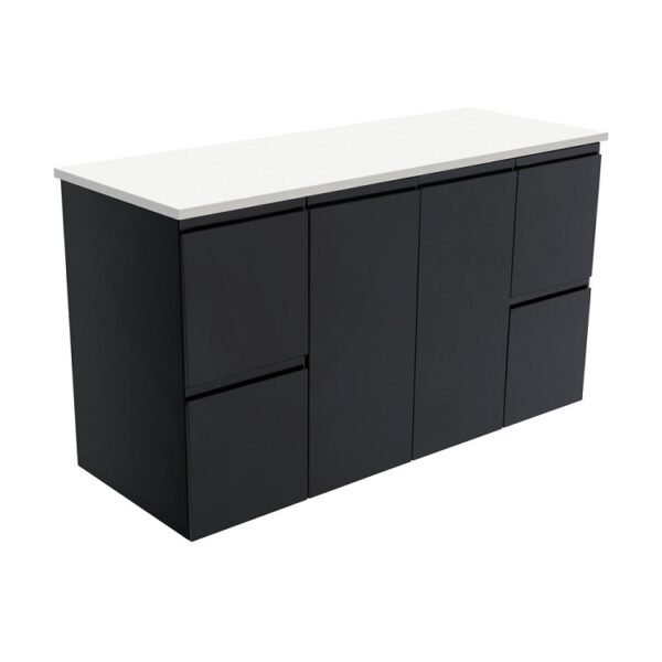 Fienza Fingerpull Satin Black Cabinet 1200 Wall-Hung