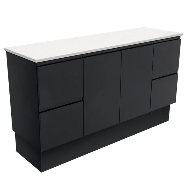 Fienza Fingerpull Satin Black Cabinet 1500 Floorstanding