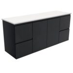 Fienza Fingerpull Satin Black Cabinet 1500 Wall-Hung