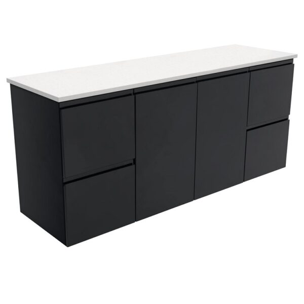 Fienza Fingerpull Satin Black Cabinet 1500 Wall-Hung