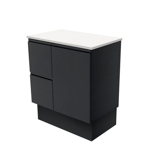Fienza Fingerpull Satin Black Cabinet 750 Floorstanding LH