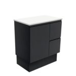 Fienza Fingerpull Satin Black Cabinet 750 Floorstanding RH