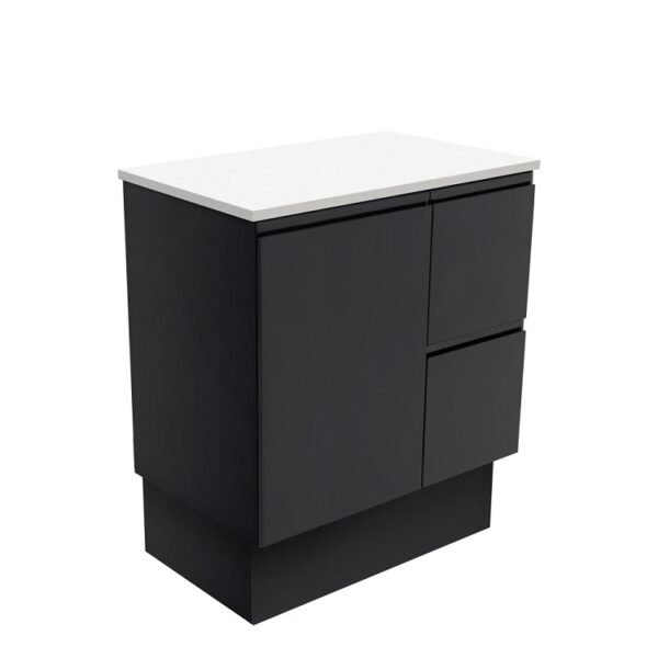 Fienza Fingerpull Satin Black Cabinet 750 Floorstanding RH