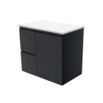 Fienza Fingerpull Satin Black Cabinet 750 Wall-Hung LH
