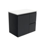Fienza Fingerpull Satin Black Cabinet 750 Wall-Hung RH