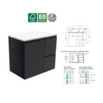 Fienza Fingerpull Satin Black Cabinet 750 Wall-Hung RH Spec