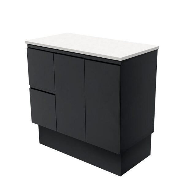 Fienza Fingerpull Satin Black Cabinet 900 Floorstanding LH