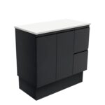 Fienza Fingerpull Satin Black Cabinet 900 Floorstanding RH