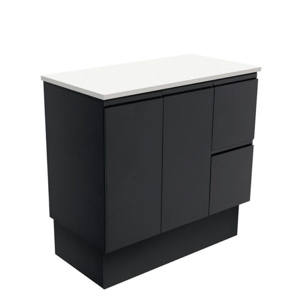 Fienza Fingerpull Satin Black Cabinet 900 Floorstanding RH
