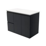 Fienza Fingerpull Satin Black Cabinet 900 Wall-Hung LH
