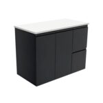 Fienza Fingerpull Satin Black Cabinet 900 Wall-Hung RH