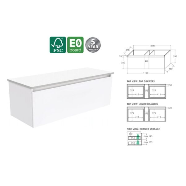 Fienza Manu Wall Hung Cabinets 1200 Spec