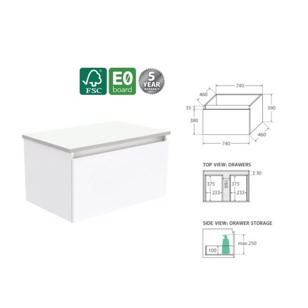 Fienza Manu Wall Hung Cabinets 750 Spec
