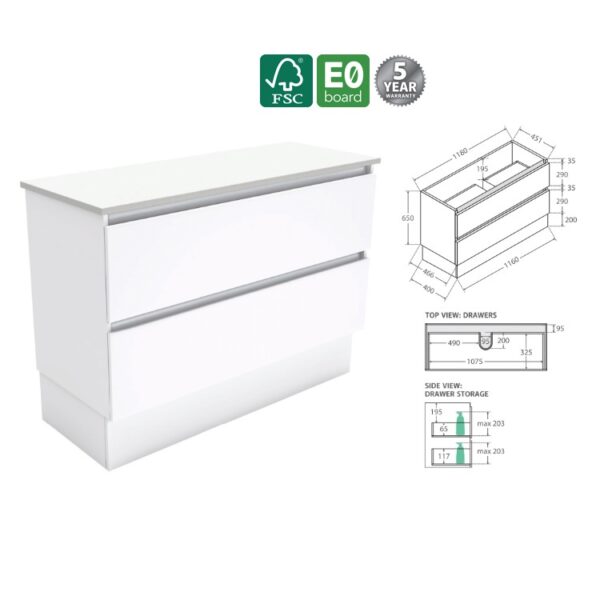 Fienza Quest Floorstanding Cabinet 1200mm Width Spec