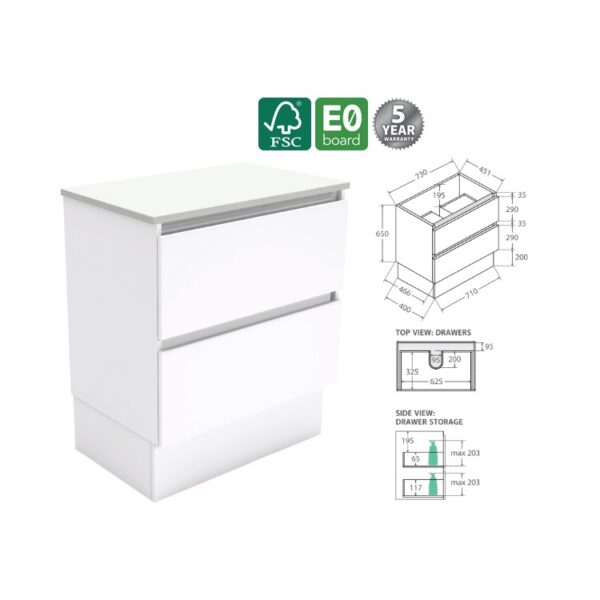 Fienza Quest Floorstanding Cabinet 750mm Width Spec