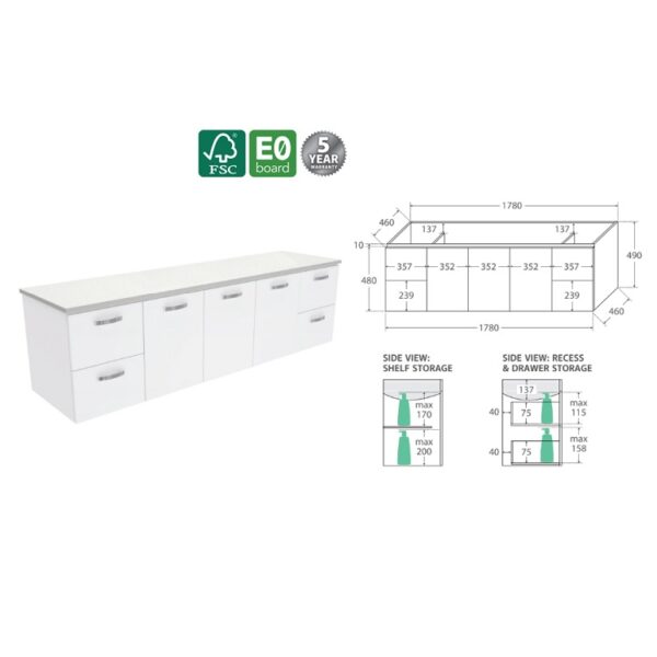 Fienza Unicab Wall Hung 1800 Cabinet Spec