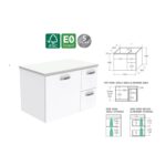 Fienza Unicab Wall Hung 750 Cabinet RH Drawer Spec