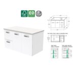 Fienza Unicab Wall Hung 900 Cabinet LH Drawer Spec