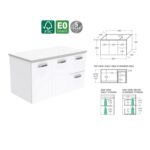 Fienza Unicab Wall Hung 900 Cabinet RH Drawer Spec