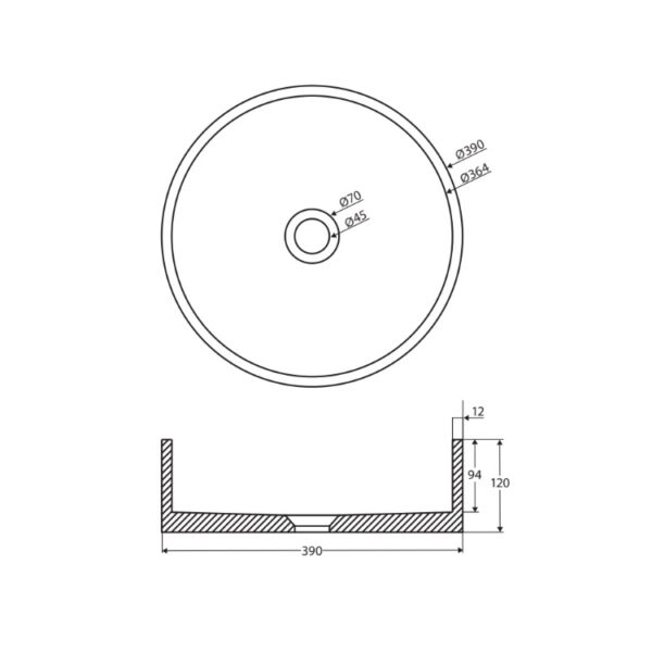 Fienza Jada Concrete Above Counter Basin RB199 Spec