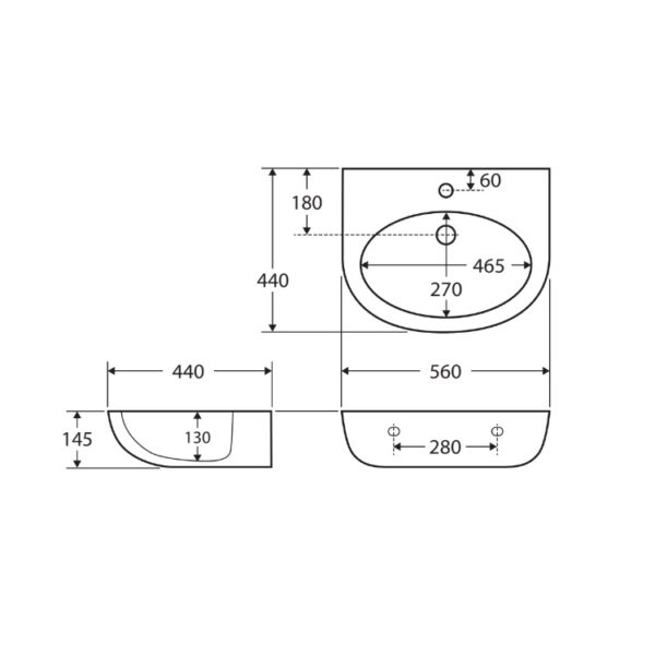 Fienza Stella Care Wall Basin RB379 Spec