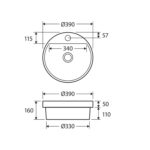 Fienza Reba Semi Inset Basin With Tap Hole RB4066 Spec