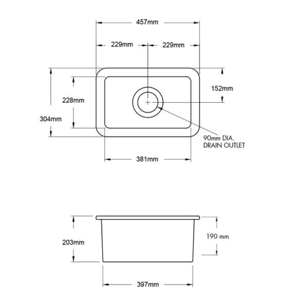 Turner Hastings Cuisine 30 x 46 Inset/Undermount Fine Fireclay Sink CU30FS Specification