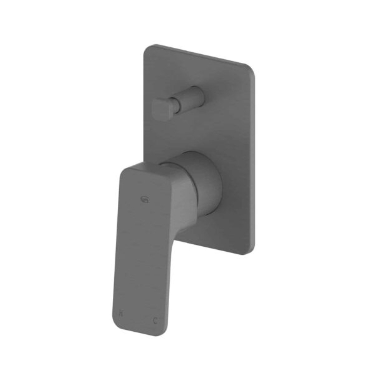 Greens Tapware Swept Shower Bath Diverter Mixer Gun Metal 18603599