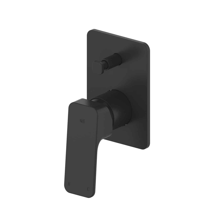 Greens Tapware Swept Shower Bath Diverter Mixer Matte Black 18603597