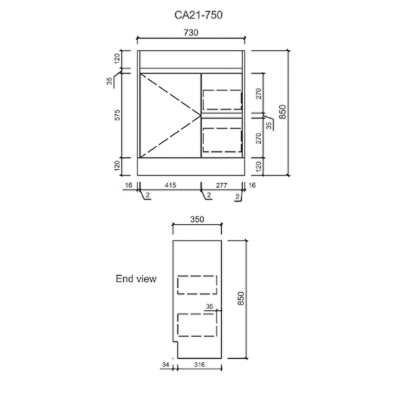 Aulic York Ensuite Floorstanding Vanity CA21-750