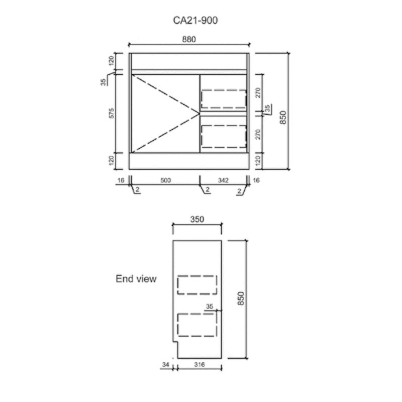 Aulic York Ensuite Floorstanding Vanity CA21-900