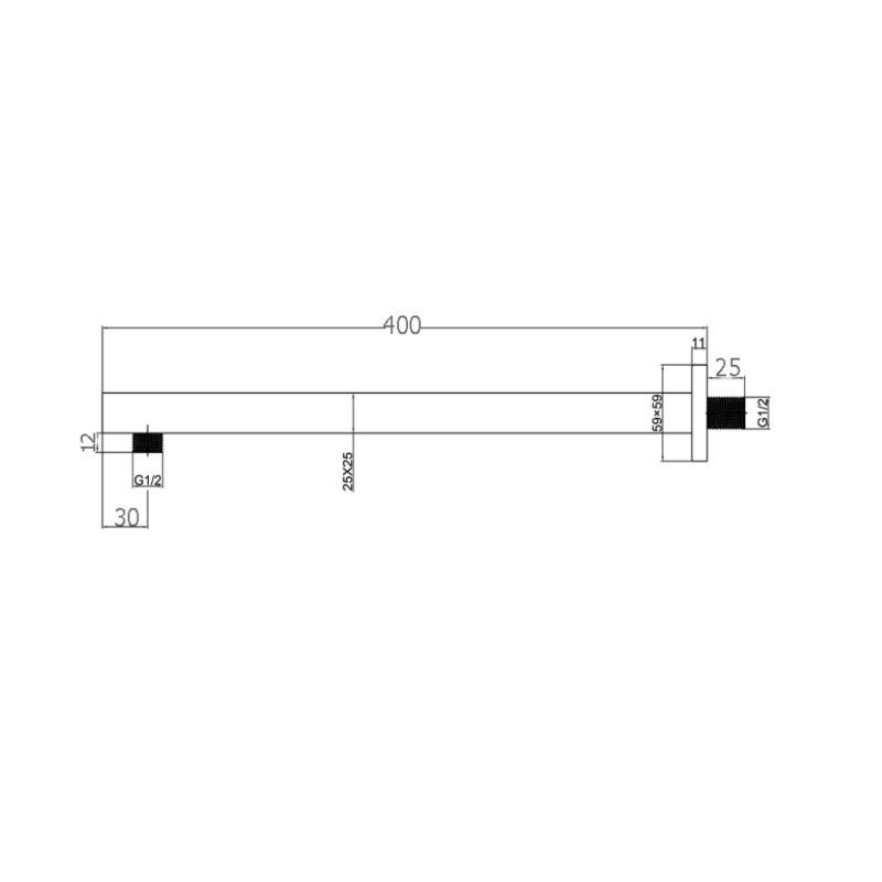 BUK Rund Straight Wall Shower Arm BKS11A Spec