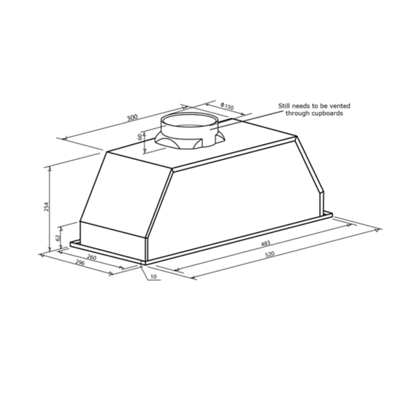 Euro Appliances EP52UMS2 52cm Under Mount Rangehood specs
