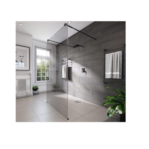 Decina M-Series Freestanding 1150mm Black Shower Panel