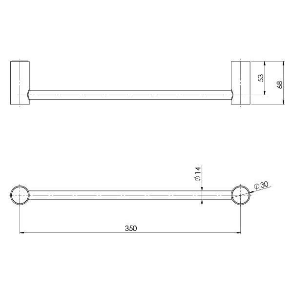 111-8500_Vivid_Slimline_Hand_Towel_Rail_Line_Drawing