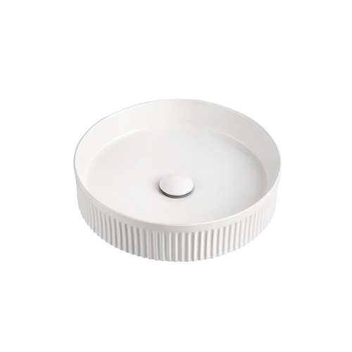 ADP Round Fluted Above Counter Basin Gloss White TOPCRFL405GW