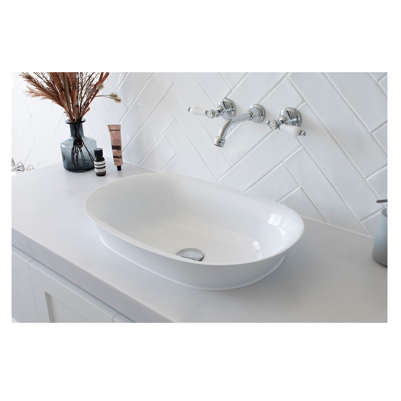 ADP Rise Semi-Inset Basin Gloss White Cast Marble TOPPRIS5636WG