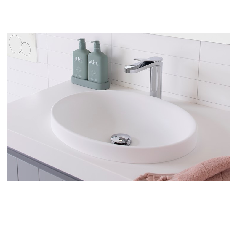 ADP Dignity Semi-Inset Basin Matte White Solid Surface TOPTDIG5037-TS