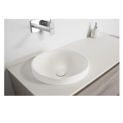 ADP Respect Semi-Inset Basin Gloss White Solid Surface TOPTRES400-G