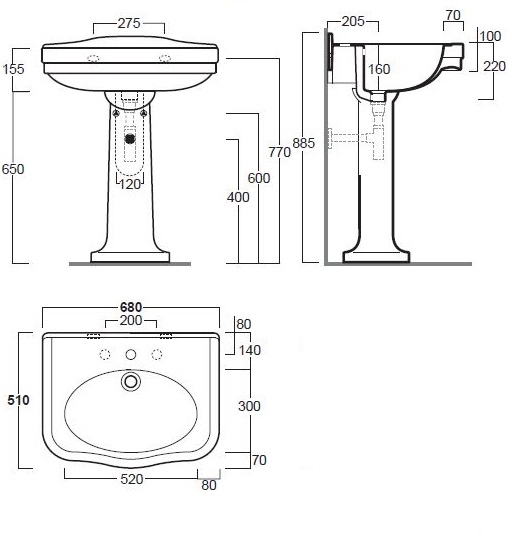 claremont_68x51_basin__pedestal_line_drawing
